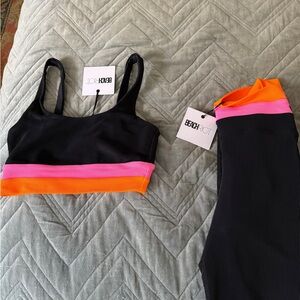 NWT Sz S Beach Riot Black/Neon bra and leggings set